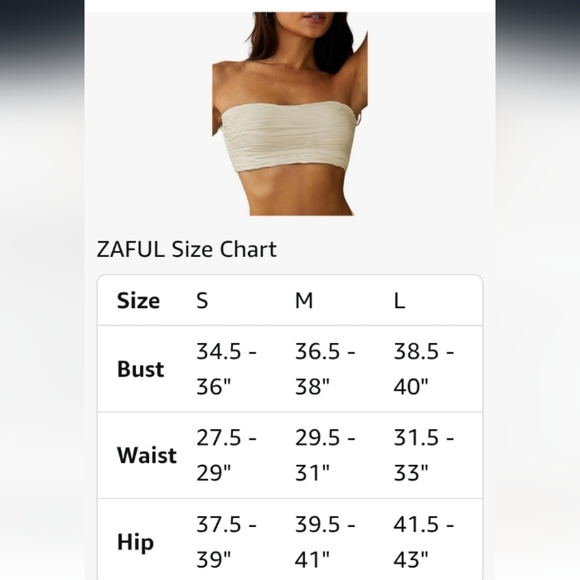 ZAFUL Women Textured Bandeau Bikini Top Lace up Strapless Swimsuit Solid Color 6 - Picture 8 of 12